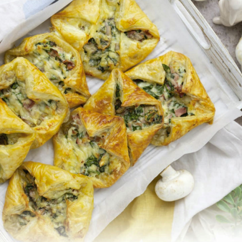 Mushroom, Spinach and Ham Pastries